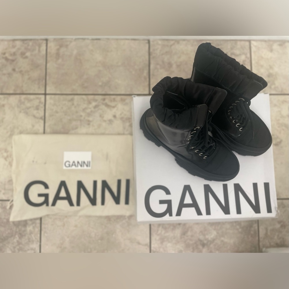 Black Ganni Brush Off & Nylon Boots